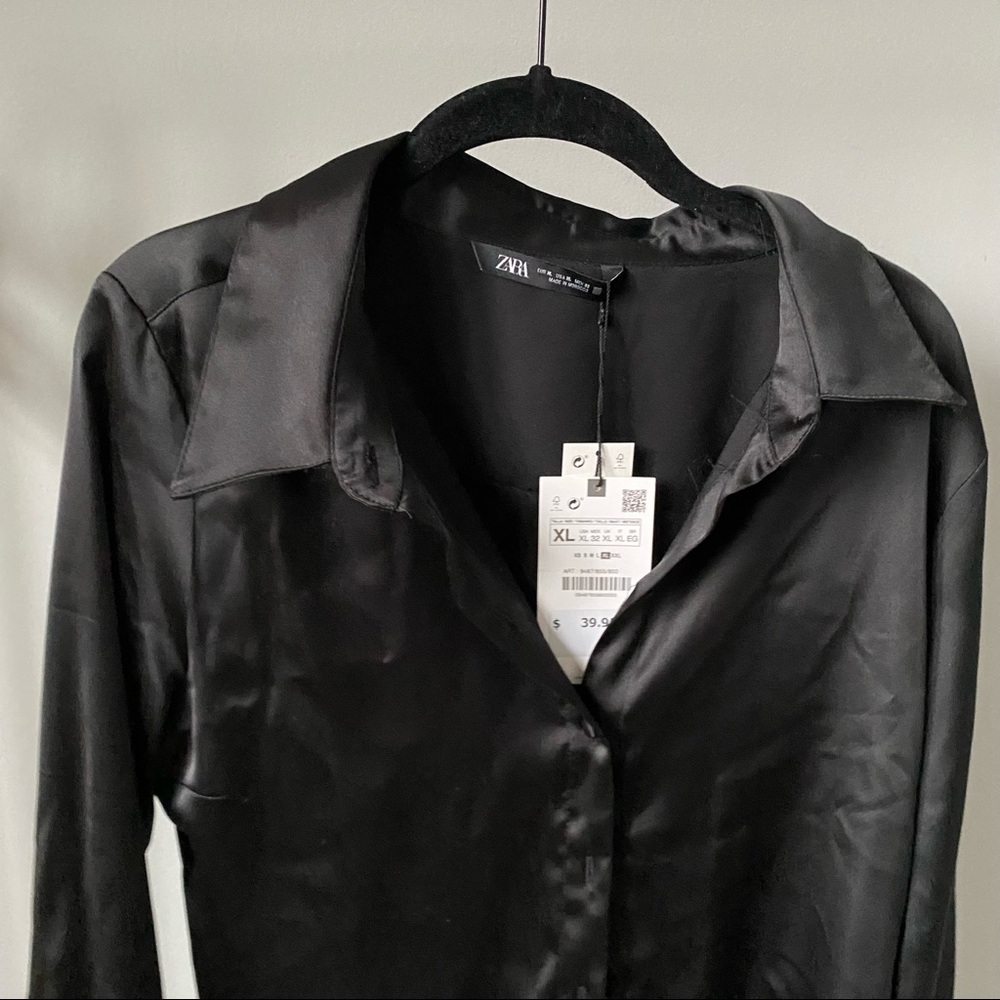 NWT ZARA Silk Button Up